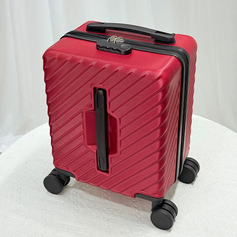 14-Inch Carry-on Suitcase Suitable For Both Men And Women For Short Trips With Diagonal Stripes And Lightweight Swivel Wheels