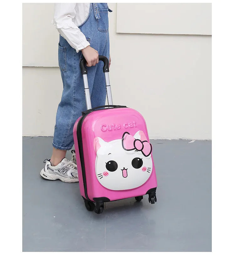 18 Inch ABS Spinner Cartoon Children's Trolley Case Wheel Suitcase Cute Animal 3D Three-dimensional Student Travel Luggage