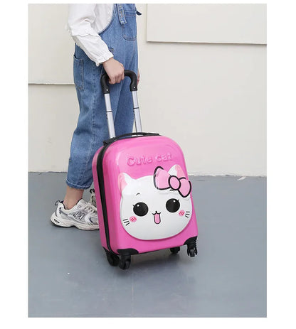 18 Inch ABS Spinner Cartoon Children's Trolley Case Wheel Suitcase Cute Animal 3D Three-dimensional Student Travel Luggage