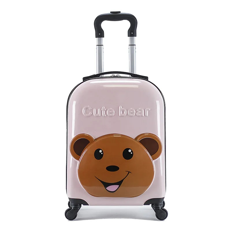18 Inch ABS Spinner Cartoon Children's Trolley Case Wheel Suitcase Cute Animal 3D Three-dimensional Student Travel Luggage