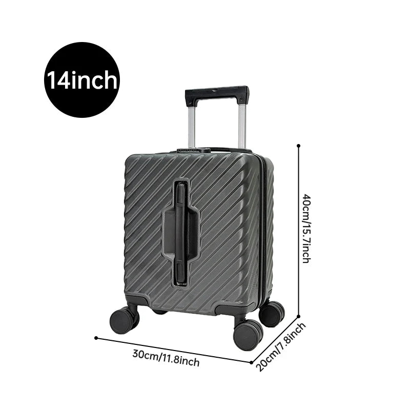 14-Inch Carry-on Suitcase Suitable For Both Men And Women For Short Trips With Diagonal Stripes And Lightweight Swivel Wheels
