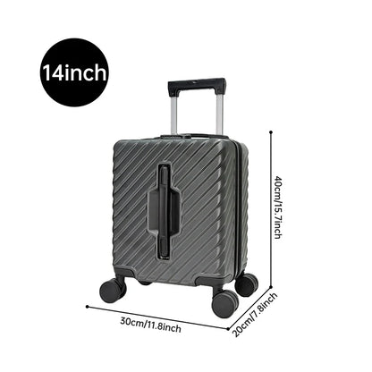 14-Inch Carry-on Suitcase Suitable For Both Men And Women For Short Trips With Diagonal Stripes And Lightweight Swivel Wheels