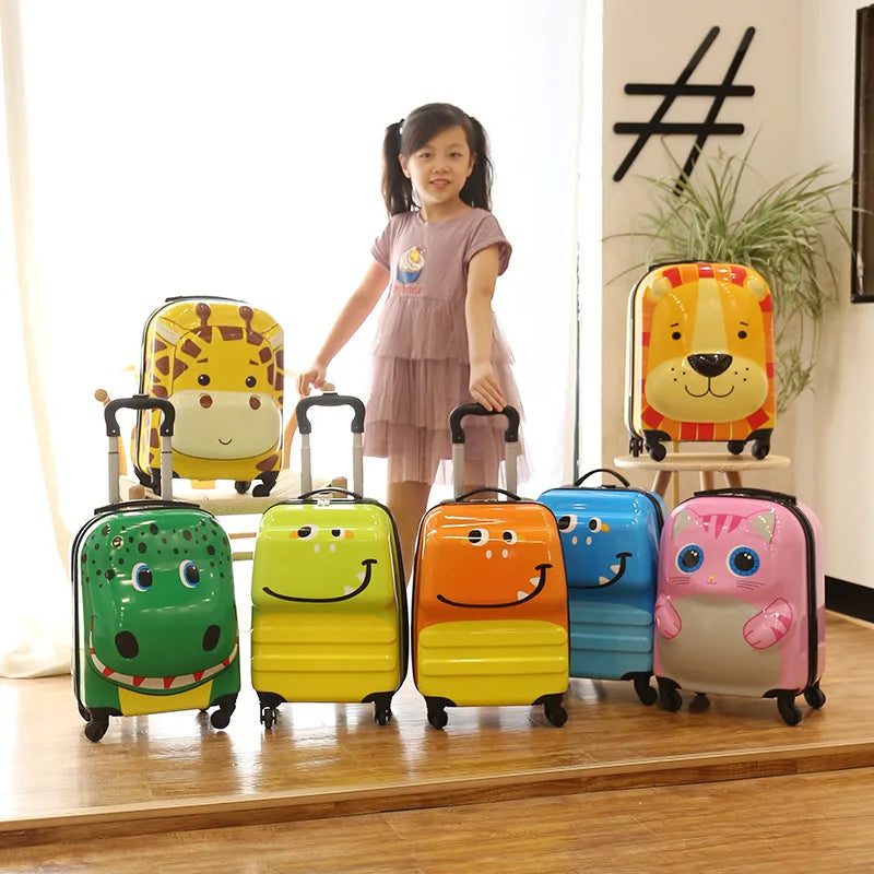 18 Inch ABS Spinner Cartoon Children's Trolley Case Wheel Suitcase Cute Animal 3D Three-dimensional Student Travel Luggage