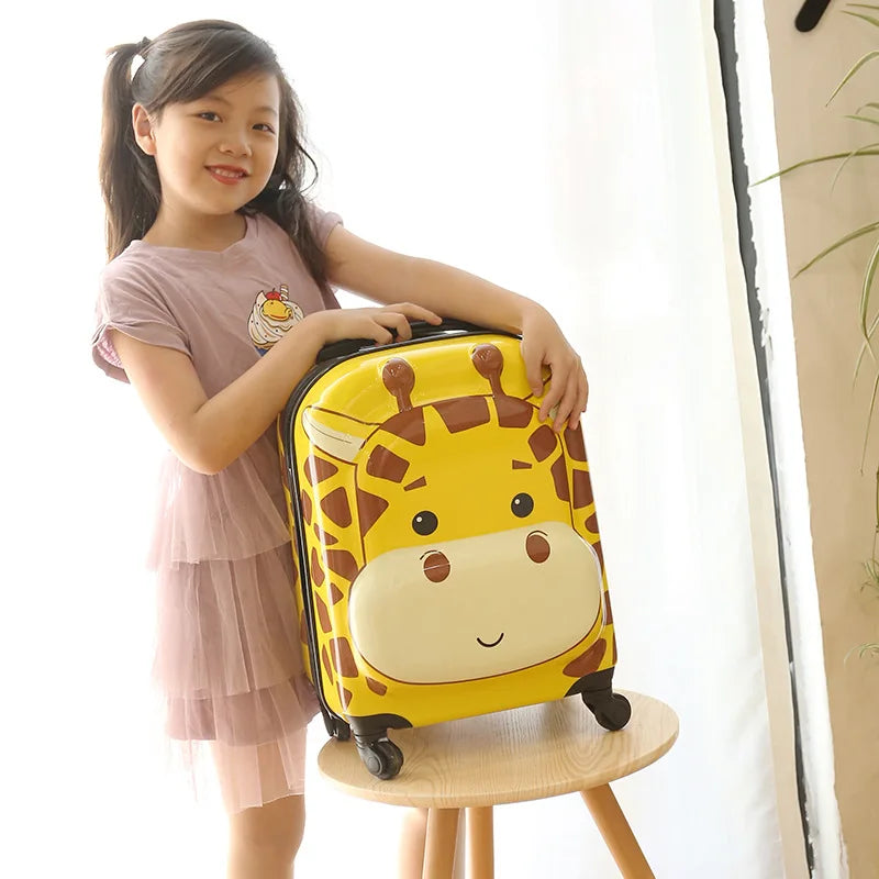 18 Inch ABS Spinner Cartoon Children's Trolley Case Wheel Suitcase Cute Animal 3D Three-dimensional Student Travel Luggage