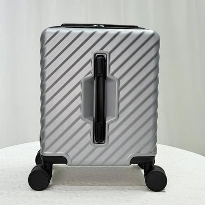 14-Inch Carry-on Suitcase Suitable For Both Men And Women For Short Trips With Diagonal Stripes And Lightweight Swivel Wheels