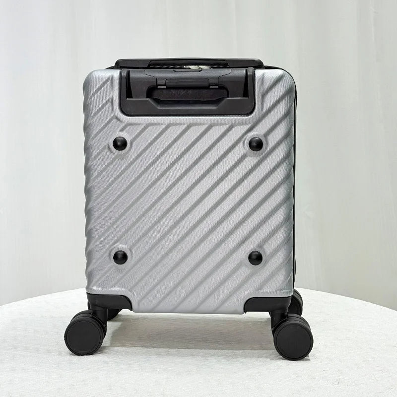 14-Inch Carry-on Suitcase Suitable For Both Men And Women For Short Trips With Diagonal Stripes And Lightweight Swivel Wheels