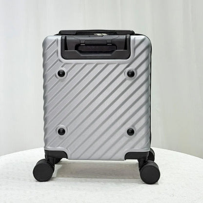 14-Inch Carry-on Suitcase Suitable For Both Men And Women For Short Trips With Diagonal Stripes And Lightweight Swivel Wheels