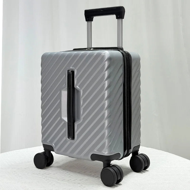 14-Inch Carry-on Suitcase Suitable For Both Men And Women For Short Trips With Diagonal Stripes And Lightweight Swivel Wheels