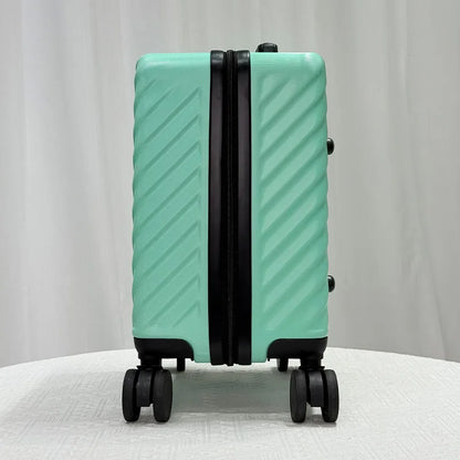 14-Inch Carry-on Suitcase Suitable For Both Men And Women For Short Trips With Diagonal Stripes And Lightweight Swivel Wheels