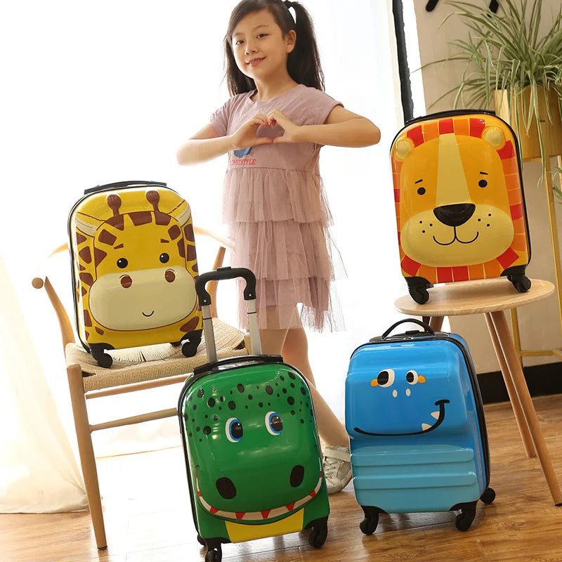 18 Inch ABS Spinner Cartoon Children's Trolley Case Wheel Suitcase Cute Animal 3D Three-dimensional Student Travel Luggage
