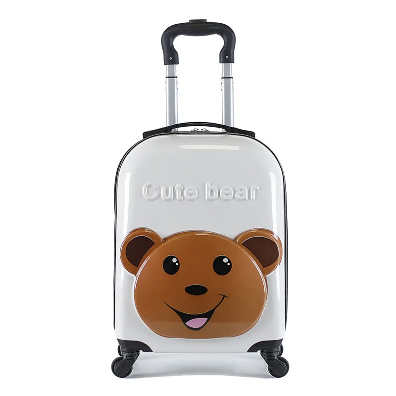 18 Inch ABS Spinner Cartoon Children's Trolley Case Wheel Suitcase Cute Animal 3D Three-dimensional Student Travel Luggage