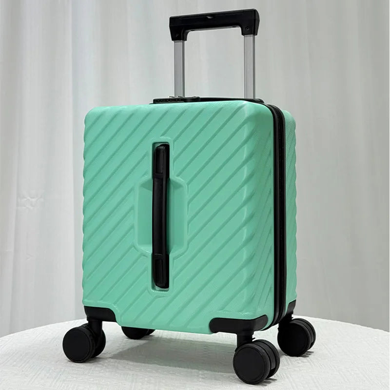 14-Inch Carry-on Suitcase Suitable For Both Men And Women For Short Trips With Diagonal Stripes And Lightweight Swivel Wheels
